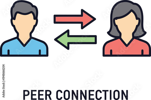 Peer Connection Icon Representing Communication and Networking Between Two People