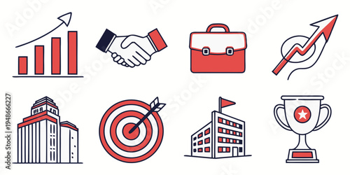 a collection of business and achievement icons Vector