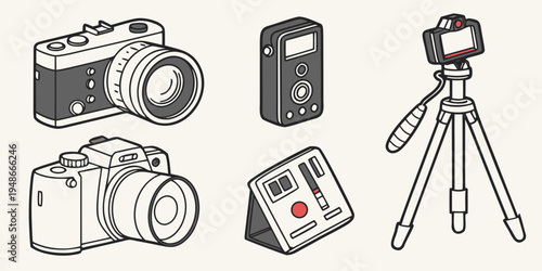 a collection of photography equipment Vector