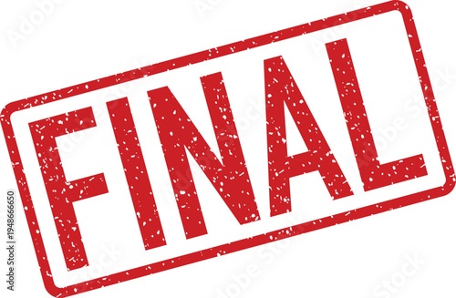 A prominent red rectangular rubber stamp shows the word FINAL in bold capital letters against a bright white surface