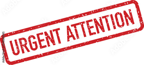 A striking red rubber stamp with the vital message URGENT ATTENTION boldly displayed on a clean white background