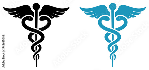 Caduceus medical symbol representing healthcare, medicine, hospital, pharmacy, and doctor services. used for medical treatment, clinic identity, health.
