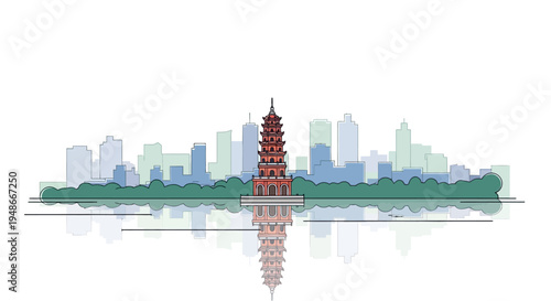 Chinese Pagoda Tower Architecture Landmark.