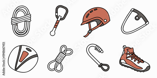 climbing gear collection Vector