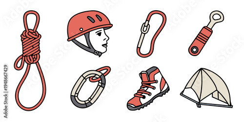 climbing gear and accessories Vector