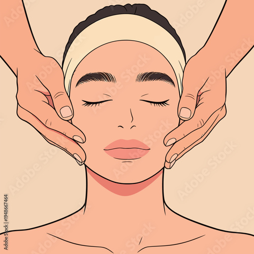 Facial massage session in a wellness center with a focus on relaxation techniques