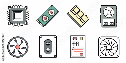 computer hardware components Vector
