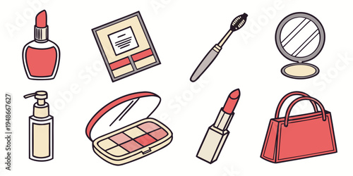 a collection of makeup and beauty products Vector