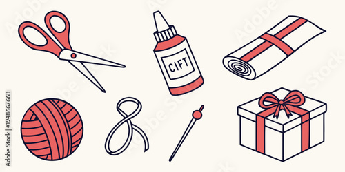 a collection of crafting tools and supplies Vector