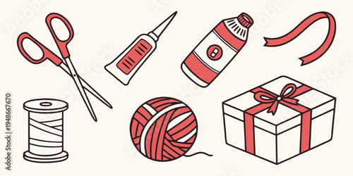 a collection of crafting tools and supplies Vector