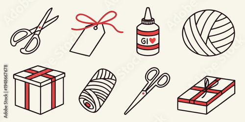 christmas decoration and gift wrapping objects Vector