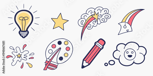 a set of colorful icons for creative ideas Vector