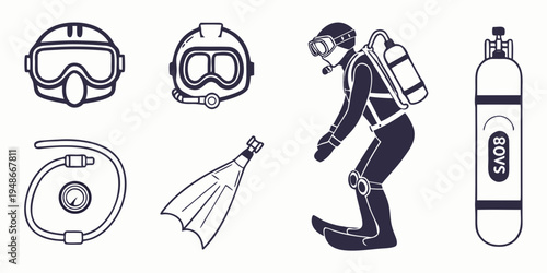 scuba diver with equipment Vector