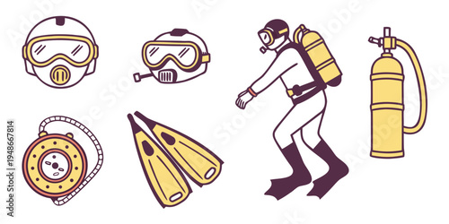scuba diver with equipment Vector