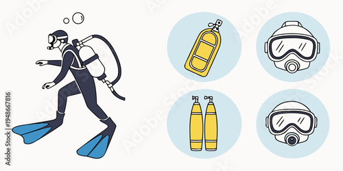 a scuba diver with equipment Vector
