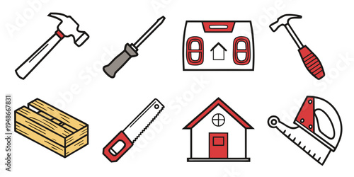 a set of tools for building and repairing a house Vector