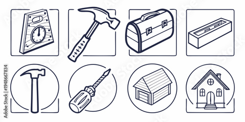 a collection of tools and building materials Vector