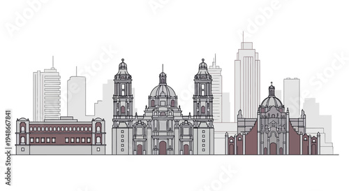 City Skyline with Historic Buildings.