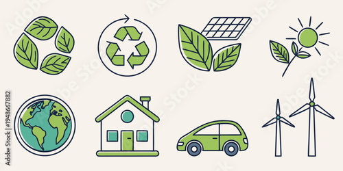 eco friendly icons for sustainable living Vector