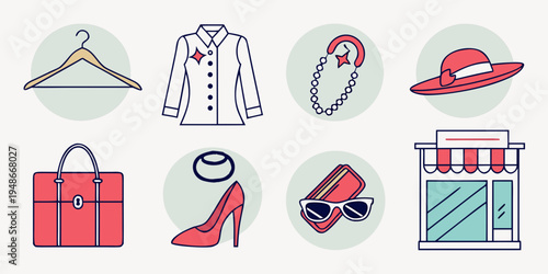 a collection of fashion items and accessories Vector