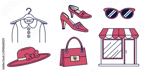 a collection of fashion items for a stylish woman Vector