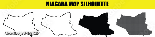 Niagara map silhouette white and black outlines dotted pattern isolated on transparent background vector