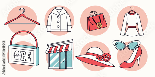 a collection of fashion and film production icons Vector