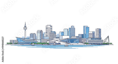 City Skyline with Modern Buildings Tall.