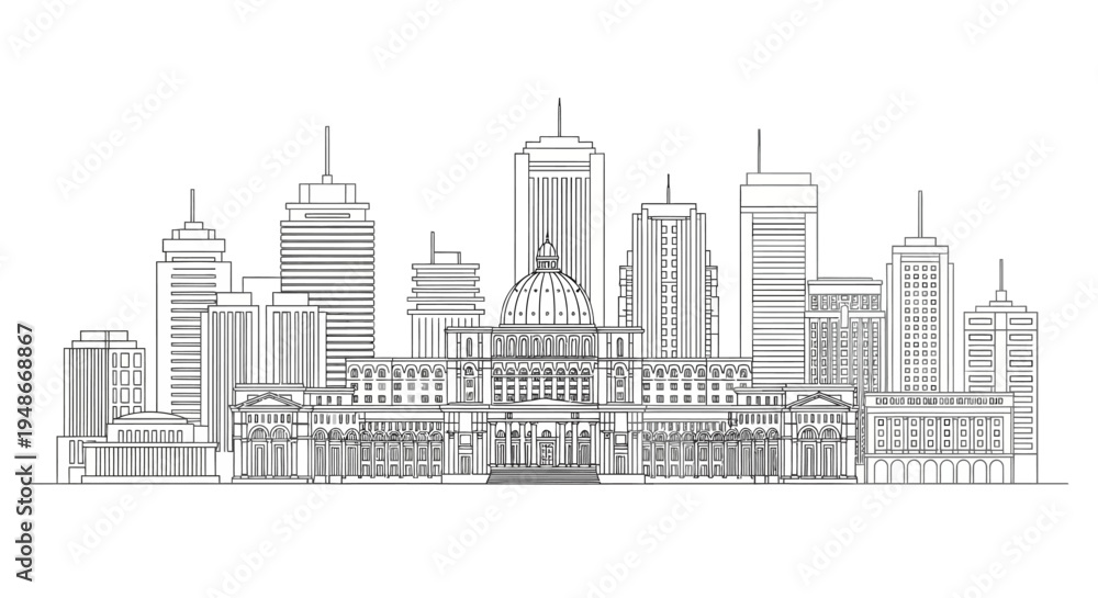 Obraz premium City Skyline with Modern Skyscrapers 15.