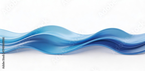 Abstract blue wave-shaped form with smooth curves on white background. Features flowing, fluid design suitable for modern art, decoration, or graphic element concepts.