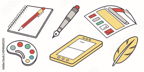 a collection of artistic tools and supplies Vector