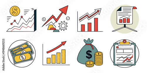 a collection of business and finance icons Vector