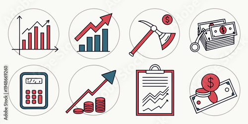 a collection of business and finance icons Vector