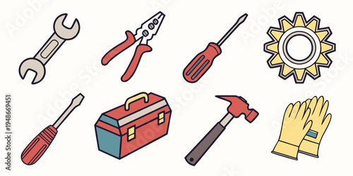 a set of tools and equipment for repair and construction work Vector