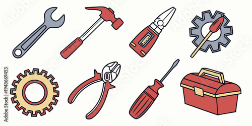 a set of tools for repair and construction work Vector