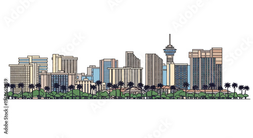 City skyline with tall buildings 1.