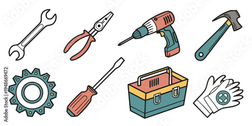 a set of tools for construction and repair Vector