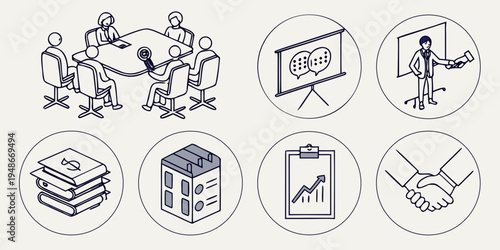 a collection of business and teamwork icons Vector