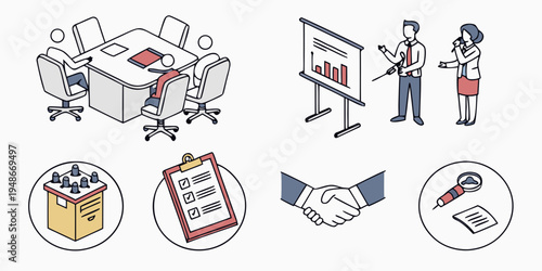 a collection of business icons and symbols for workflow and management Vector