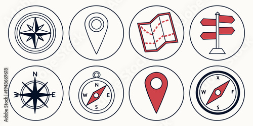 a collection of navigation icons Vector