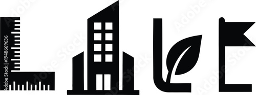 Set of 4 eco city icons vector