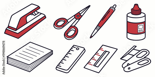 a collection of office supplies Vector