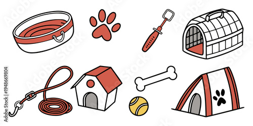 a collection of dog related items Vector