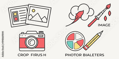 a collection of photo editing tools and icons Vector