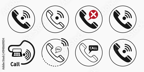 a set of black and white phone icons Vector
