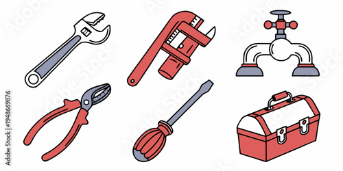 a set of tools for plumbing and pipefitting Vector