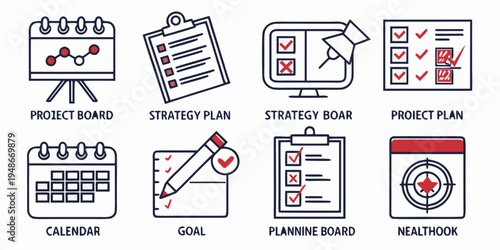 a set of business planning and organization icons Vector