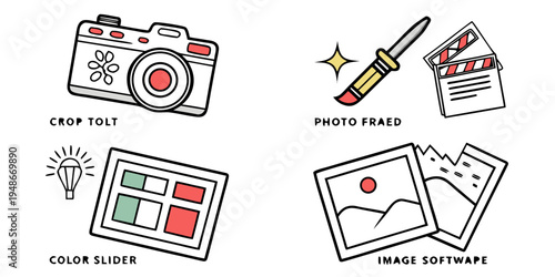 collection of icons related to photography and editing Vector