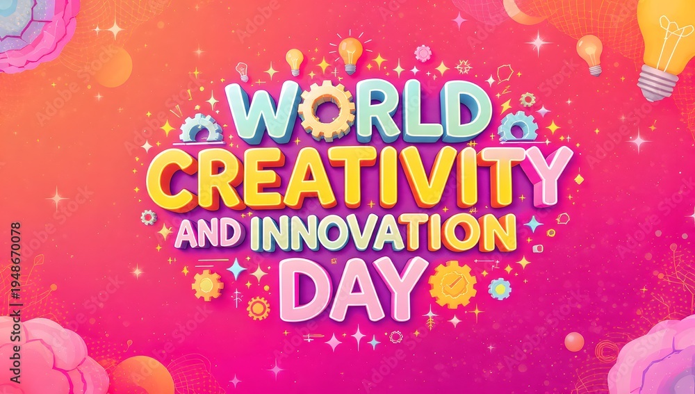 Naklejka premium world creativity innovation day, colorful design