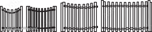 Four different types of fences with various designs and structures. Vector